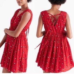 Madewell Red floral Magnolia Tie Back Dress